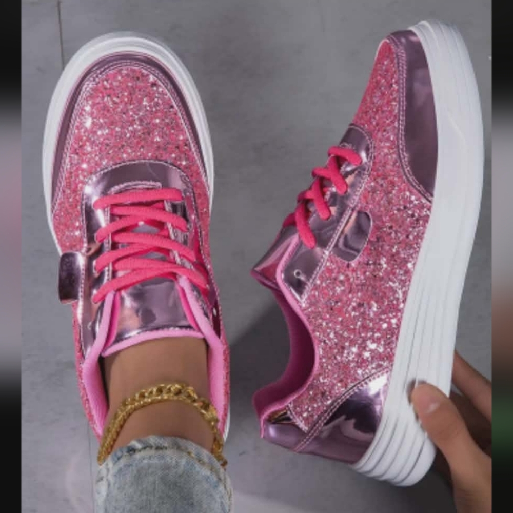 Pink Glitter Sneakers 36